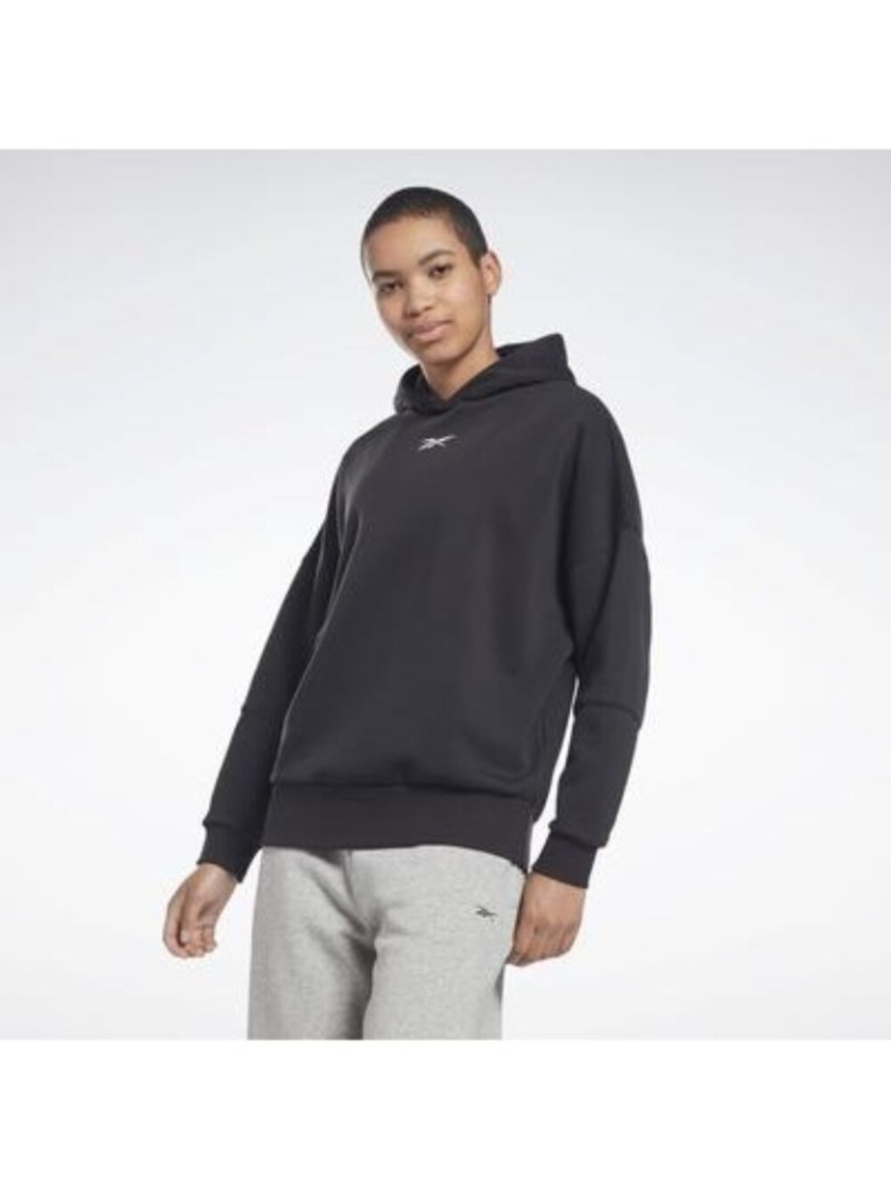 Reebok Womens Lux Oversized Sweatshirt Hoodie Macys Exclusive Black Size XL NWT